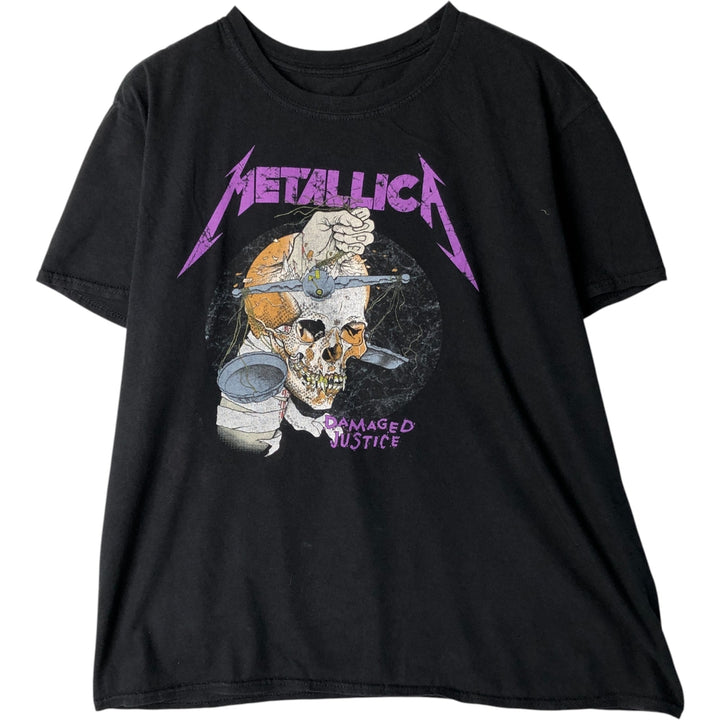 Metallica Skull Pattern Band T-Shirt, Men's Size L cotton black type Vintage Second Hand