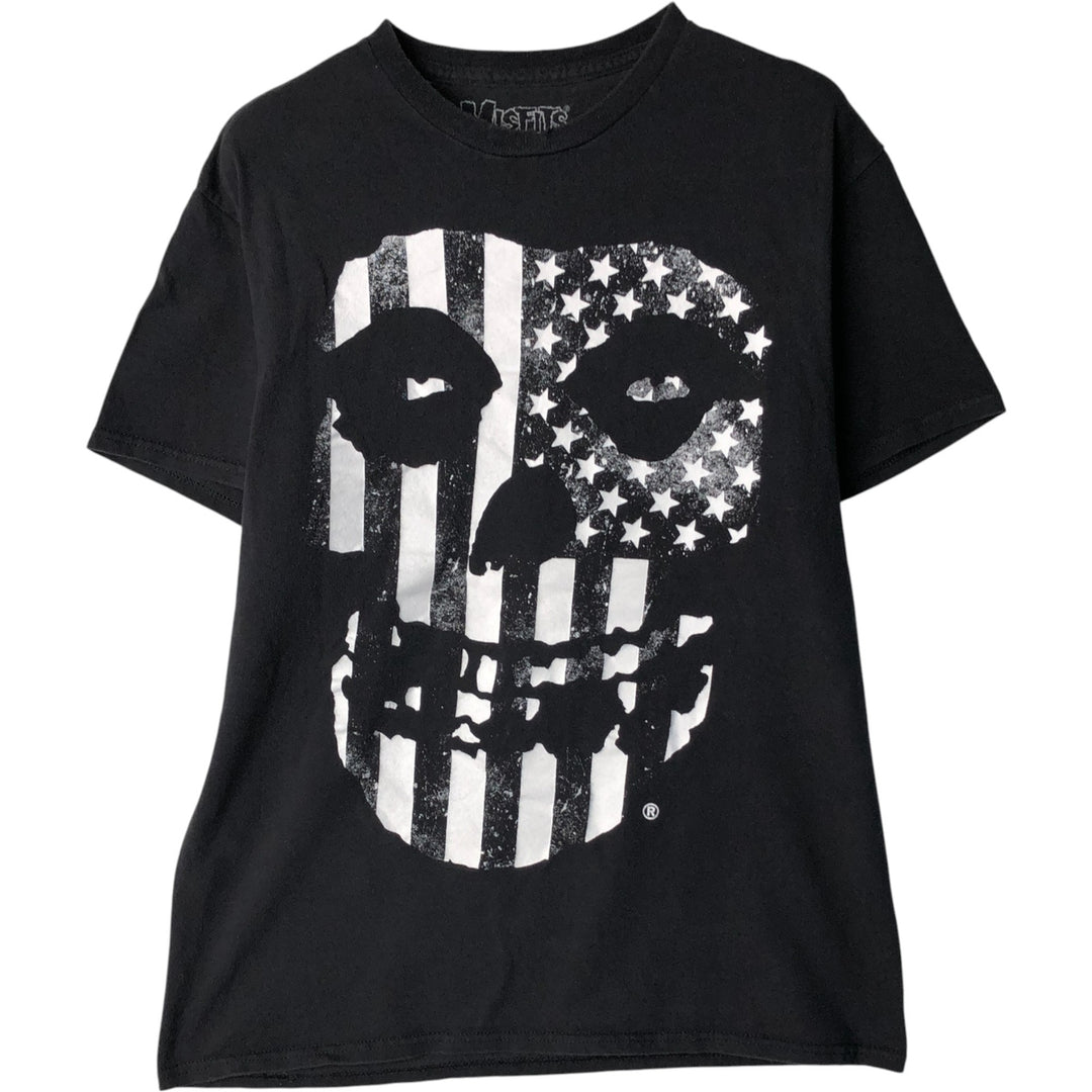 THE MISFITS Skull Pattern Band T-Shirt, Men's Size M cotton black type Vintage Second Hand