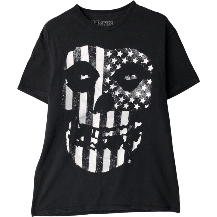 THE MISFITS Skull Pattern Band T-Shirt, Men's Size M cotton black type Vintage Second Hand