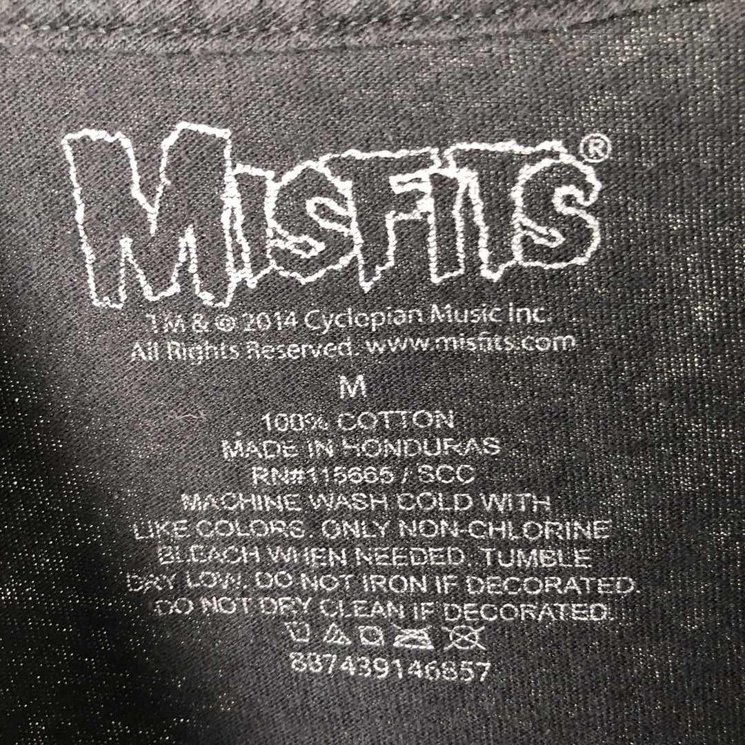 THE MISFITS Skull Pattern Band T-Shirt, Men's Size M cotton black type Vintage Second Hand