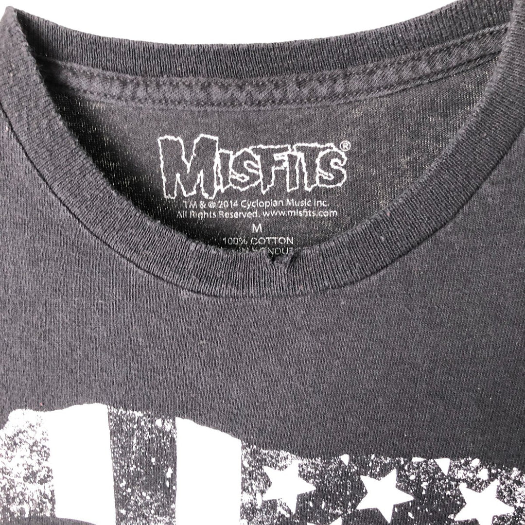 THE MISFITS Skull Pattern Band T-Shirt, Men's Size M cotton black type Vintage Second Hand