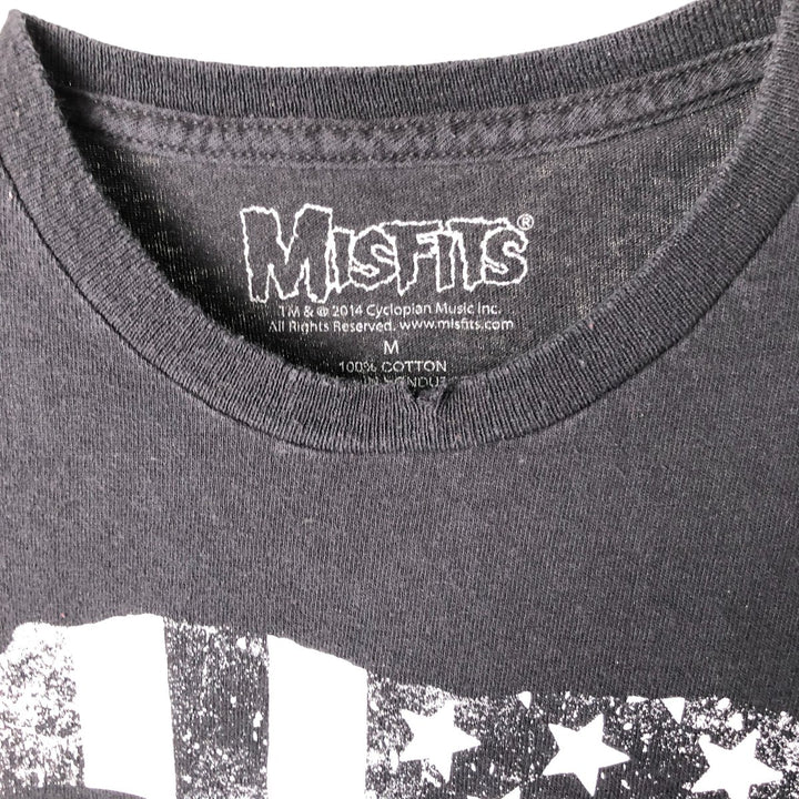 THE MISFITS Skull Pattern Band T-Shirt, Men's Size M cotton black type Vintage Second Hand