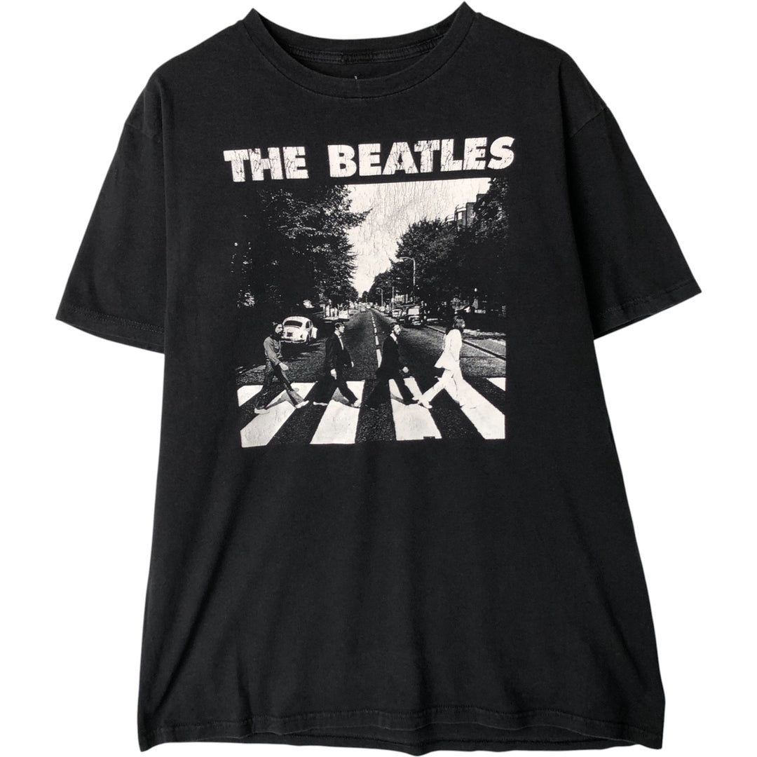 THE BEATLES Band T-shirt, Men's L size cotton black type Vintage Second Hand