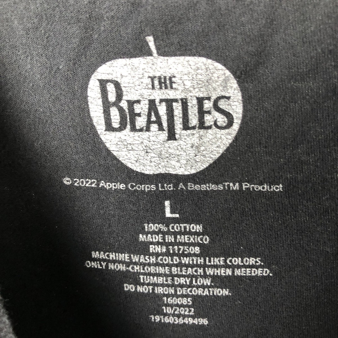 THE BEATLES Band T-shirt, Men's L size cotton black type Vintage Second Hand