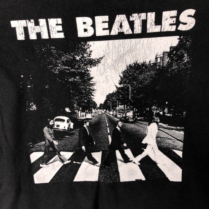 THE BEATLES Band T-shirt, Men's L size cotton black type Vintage Second Hand