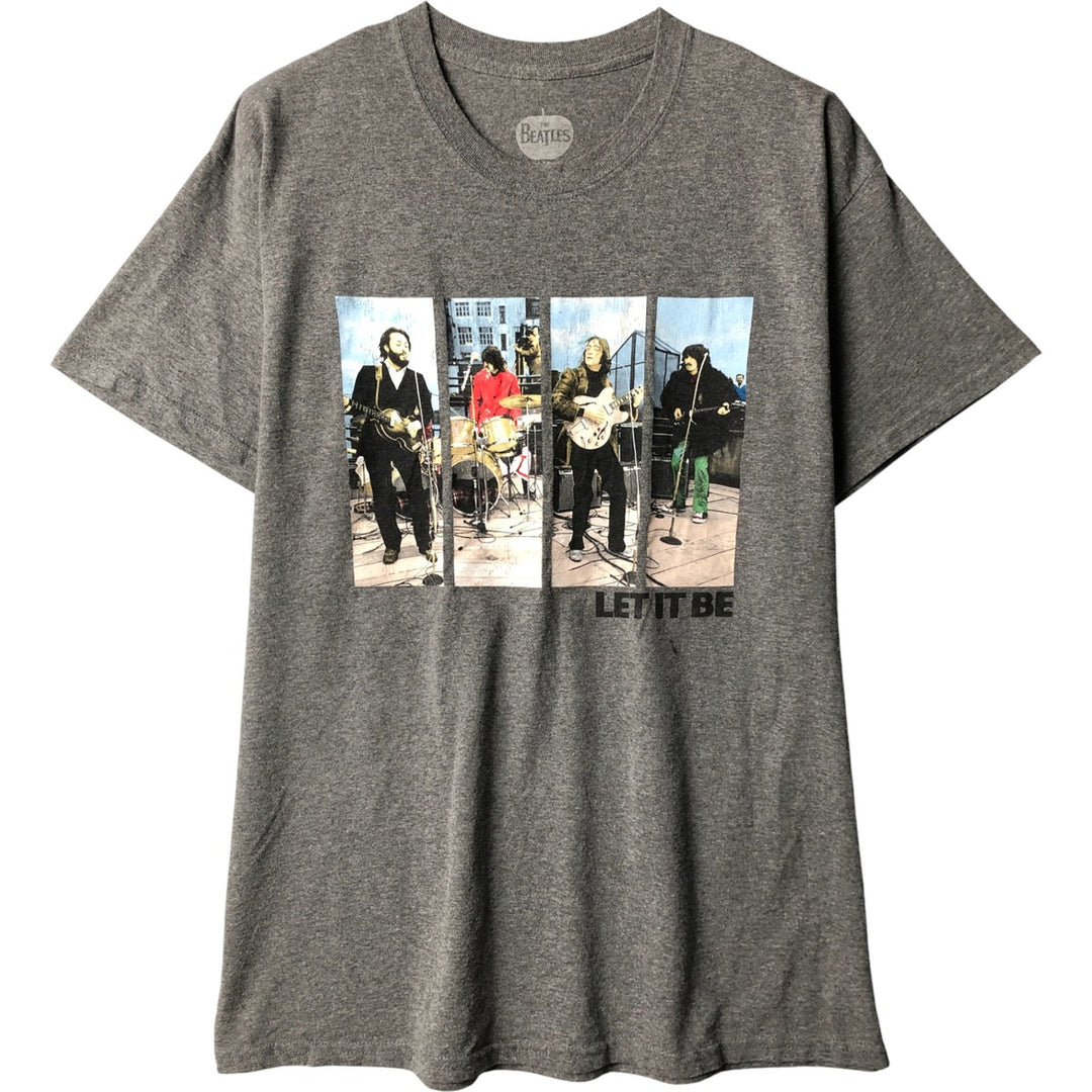 THE BEATLES Band T-shirt, Men's L size cotton gray type Vintage Second Hand
