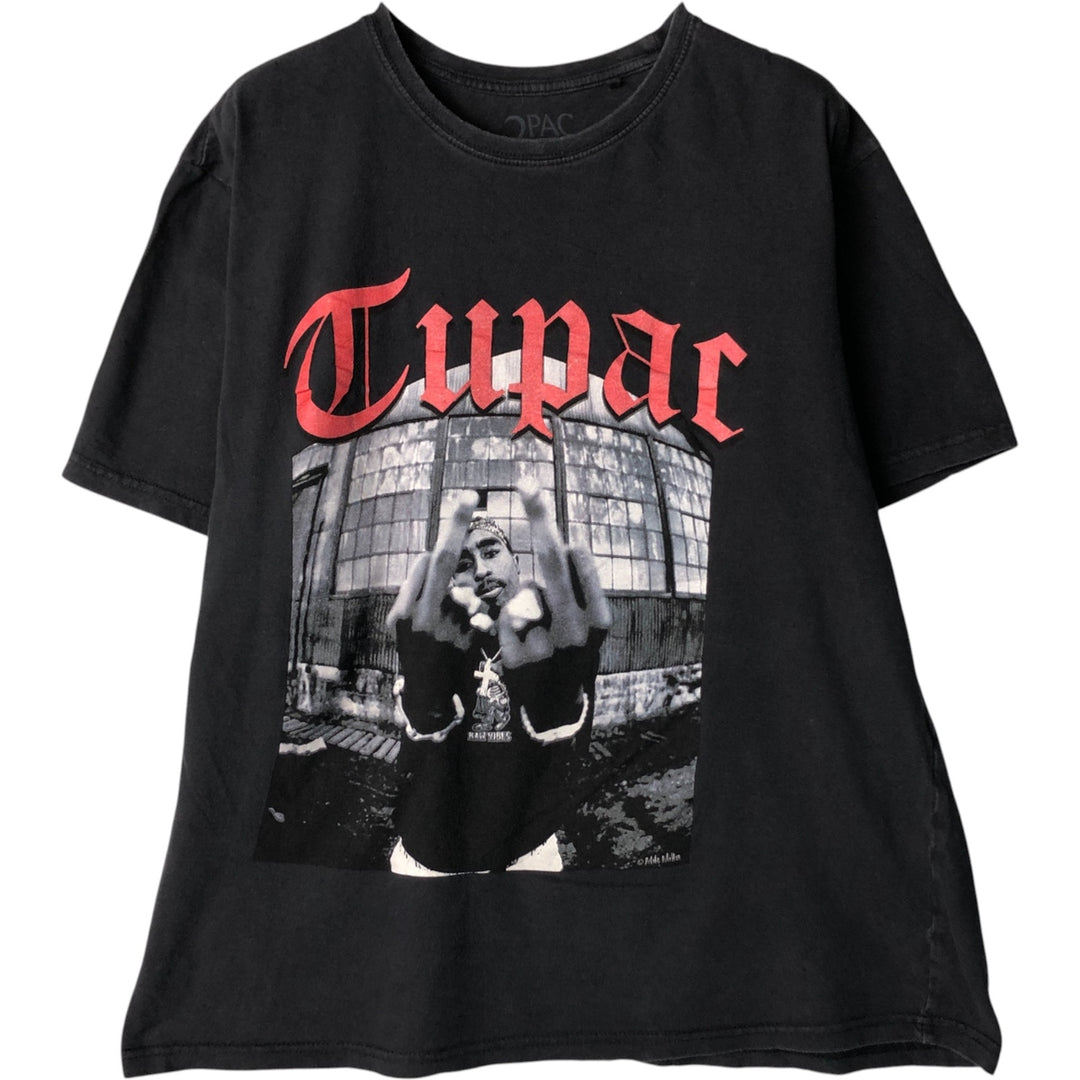 2pac rap t-shirt, men's size L cotton black type Vintage Second Hand