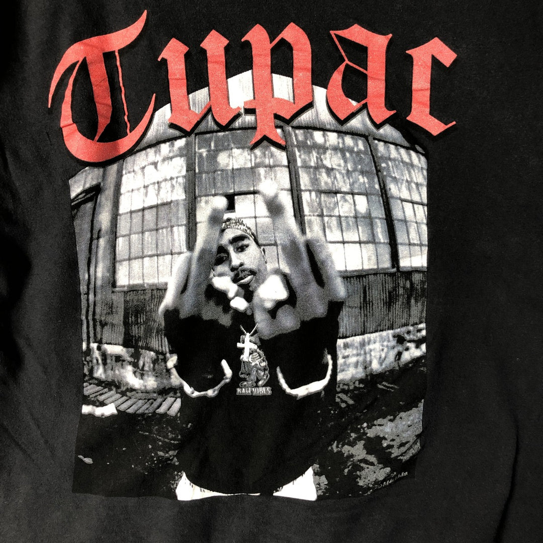 2pac rap t-shirt, men's size L cotton black type Vintage Second Hand