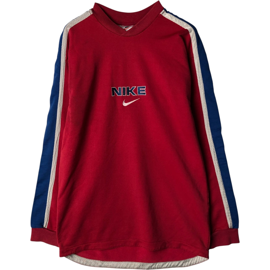 90'S Nike logo embroidered sweatshirt, size L, men's cotton red type Vintage Second Hand
