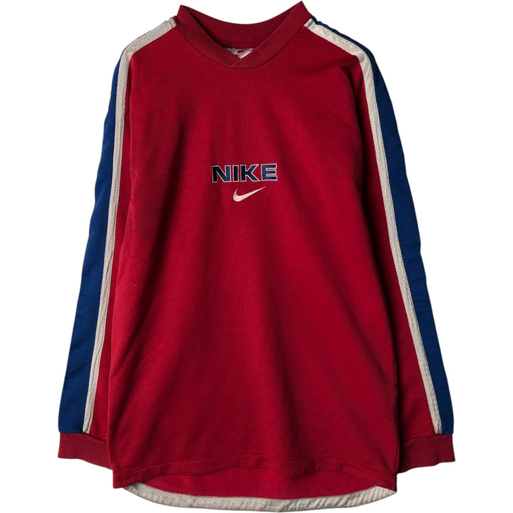 90'S Nike logo embroidered sweatshirt, size L, men's cotton red type Vintage Second Hand