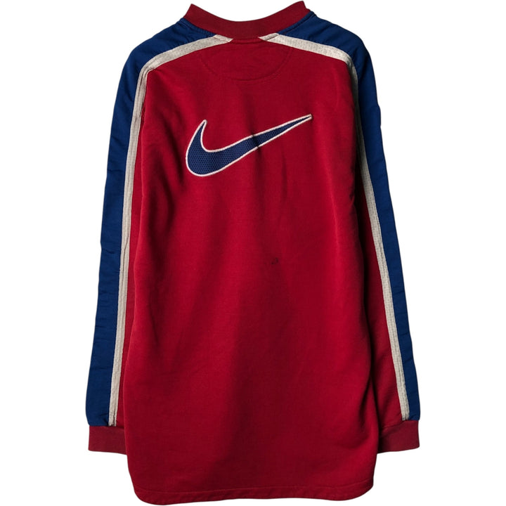 90'S Nike logo embroidered sweatshirt, size L, men's cotton red type Vintage Second Hand