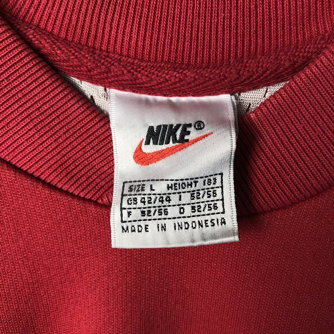 90'S Nike logo embroidered sweatshirt, size L, men's cotton red type Vintage Second Hand
