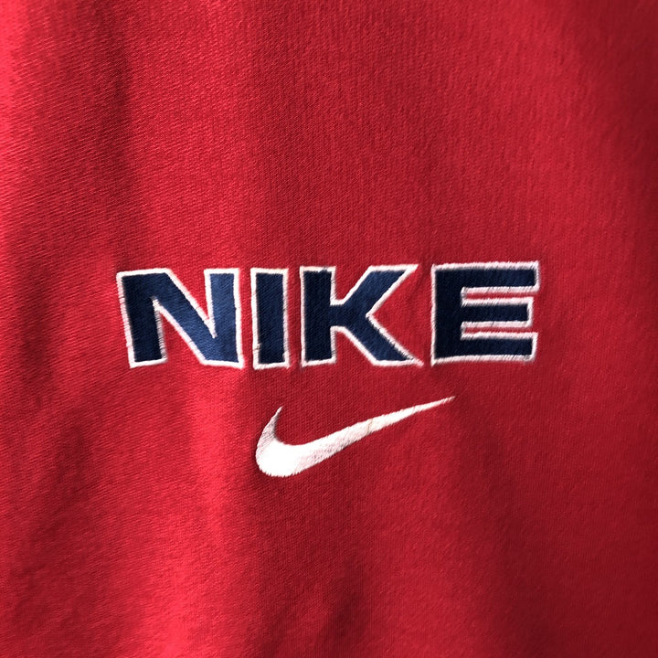 90'S Nike logo embroidered sweatshirt, size L, men's cotton red type Vintage Second Hand