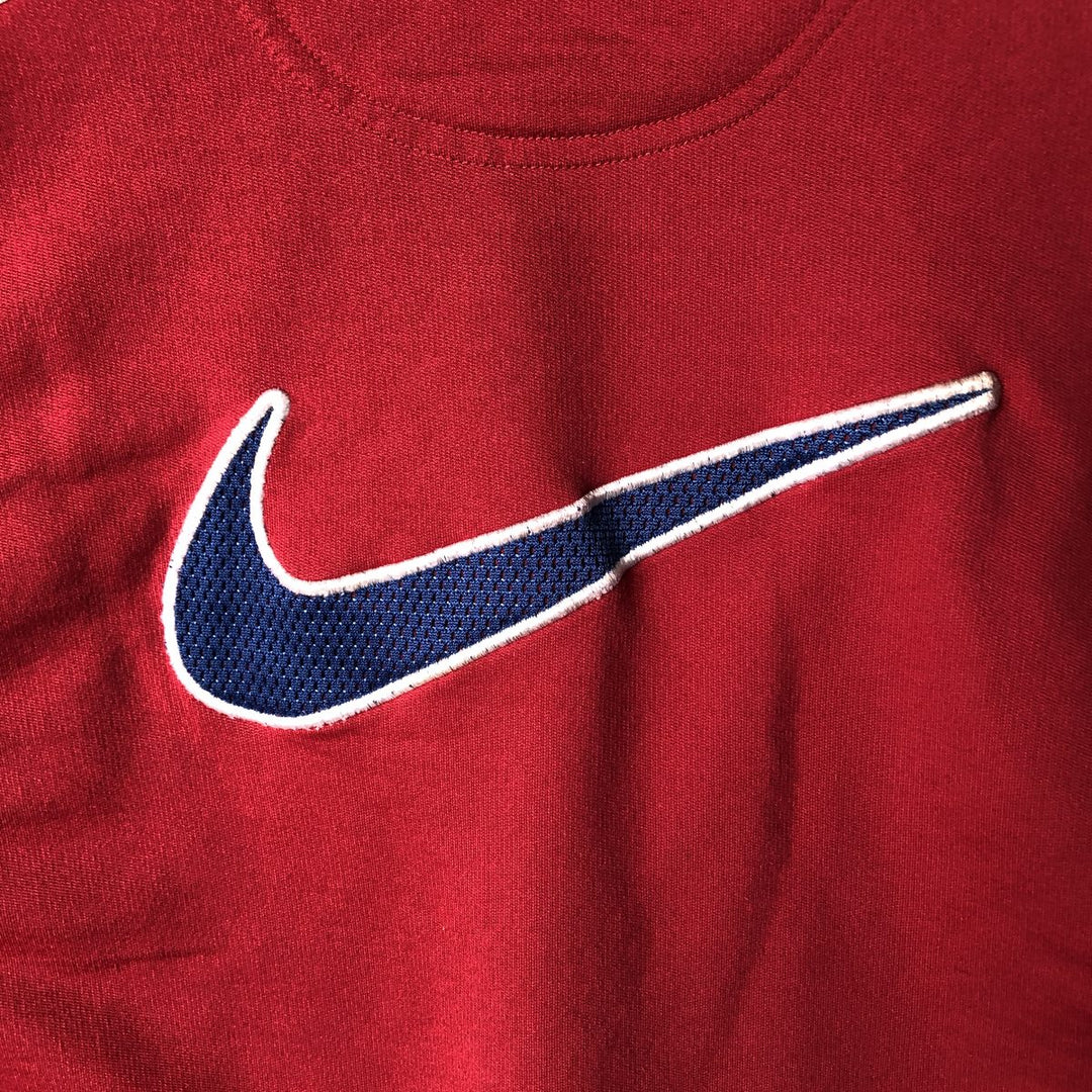 90'S Nike logo embroidered sweatshirt, size L, men's cotton red type Vintage Second Hand