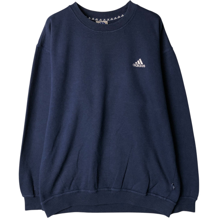 90'S Adidas logo sweatshirt, men's XL size, vintage cotton navy blue type Vintage Second Hand
