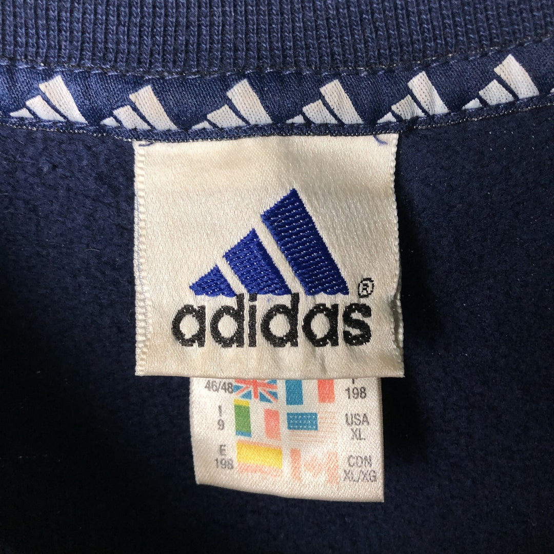 90'S Adidas logo sweatshirt, men's XL size, vintage cotton navy blue type Vintage Second Hand