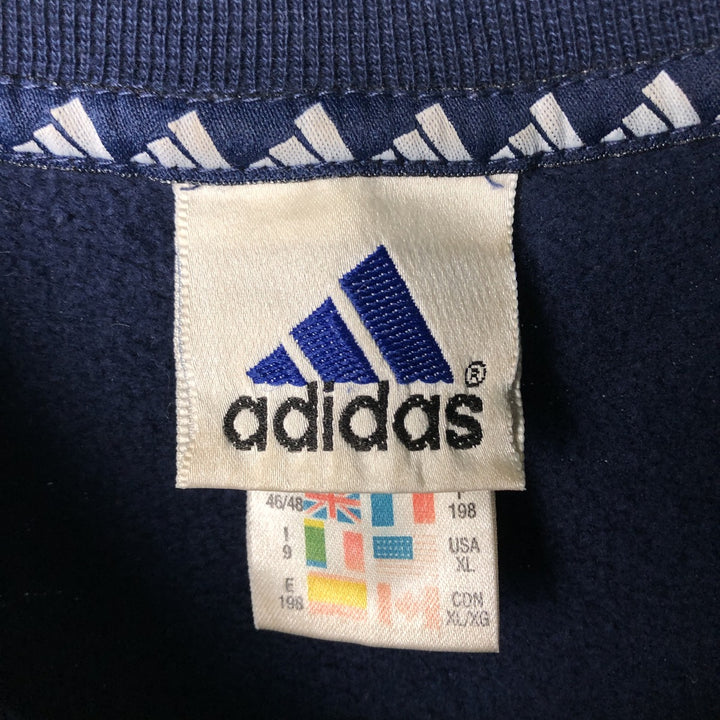 90'S Adidas logo sweatshirt, men's XL size, vintage cotton navy blue type Vintage Second Hand