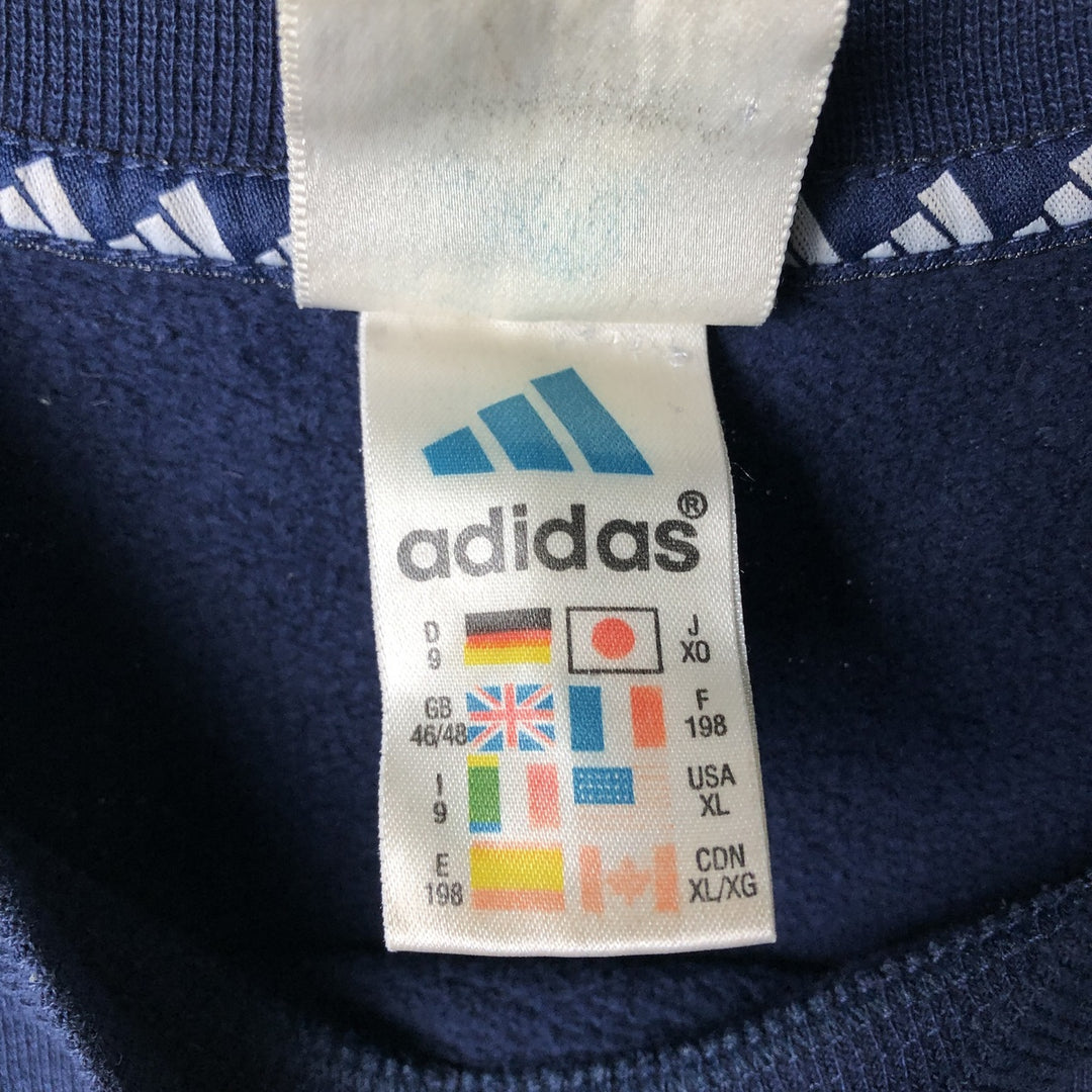90'S Adidas logo sweatshirt, men's XL size, vintage cotton navy blue type Vintage Second Hand
