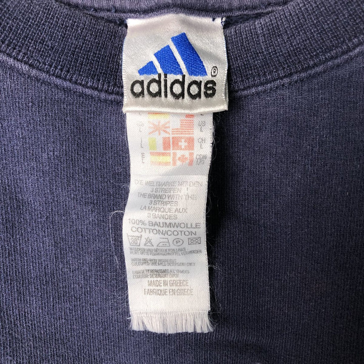 90'S Adidas logo sweatshirt, men's XL size, vintage cotton navy blue type Vintage Second Hand