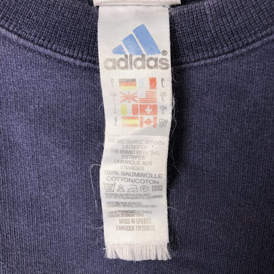 90'S Adidas logo sweatshirt, men's XL size, vintage cotton navy blue type Vintage Second Hand