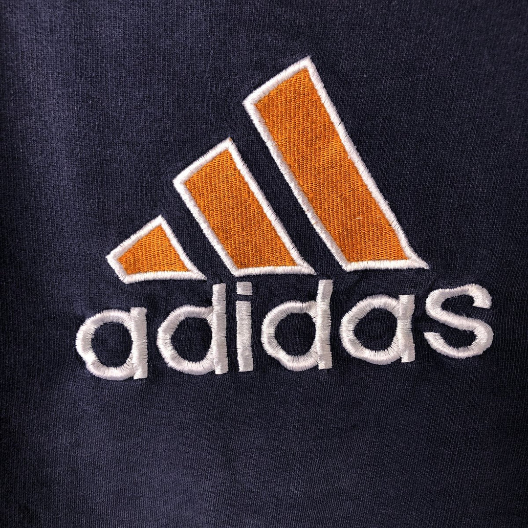 90'S Adidas logo sweatshirt, men's XL size, vintage cotton navy blue type Vintage Second Hand