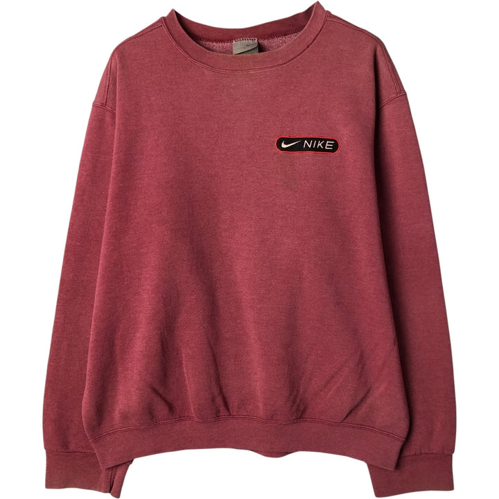 90'S Nike One Point Logo Sweatshirt Trainer Made in USA Men's L Size Vintage cotton red type Vintage Second Hand