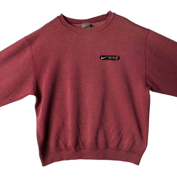 90'S Nike One Point Logo Sweatshirt Trainer Made in USA Men's L Size Vintage cotton red type Vintage Second Hand