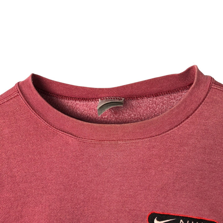 90'S Nike One Point Logo Sweatshirt Trainer Made in USA Men's L Size Vintage cotton red type Vintage Second Hand