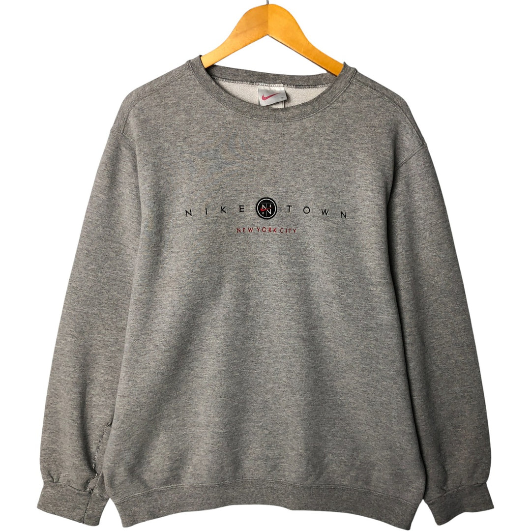 90'S Nike Town sweatshirt, Made in USA, Men's Size L, Vintage cotton gray type Vintage Second Hand