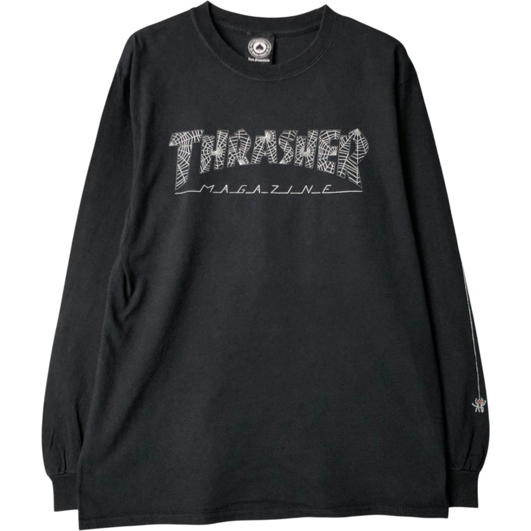 Thrasher Surf Skate Long Sleeve T-Shirt, Men's Size Medium cotton black type Vintage Second Hand