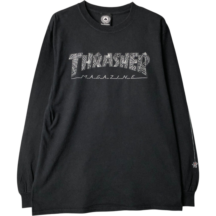Thrasher Surf Skate Long Sleeve T-Shirt, Men's Size Medium cotton black type Vintage Second Hand