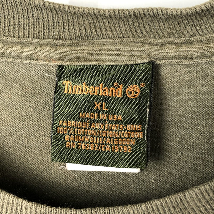 Timberland long-sleeved T-shirt, made in the USA, men's size XL cotton Khaki type Vintage Second Hand