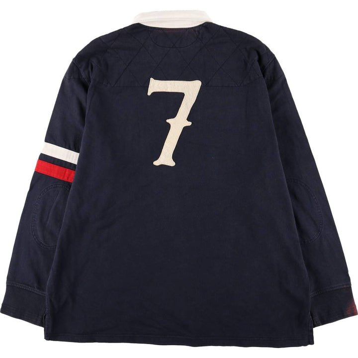 Ralph Lauren POLO by Ralph Lauren long sleeve rugby shirt, men's XL size cotton navy blue type Vintage Second Hand