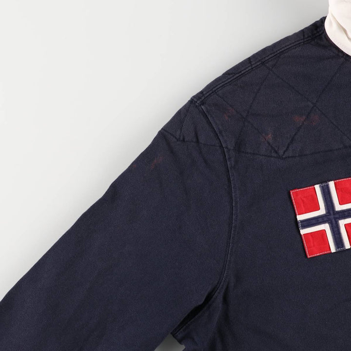 Ralph Lauren POLO by Ralph Lauren long sleeve rugby shirt, men's XL size cotton navy blue type Vintage Second Hand
