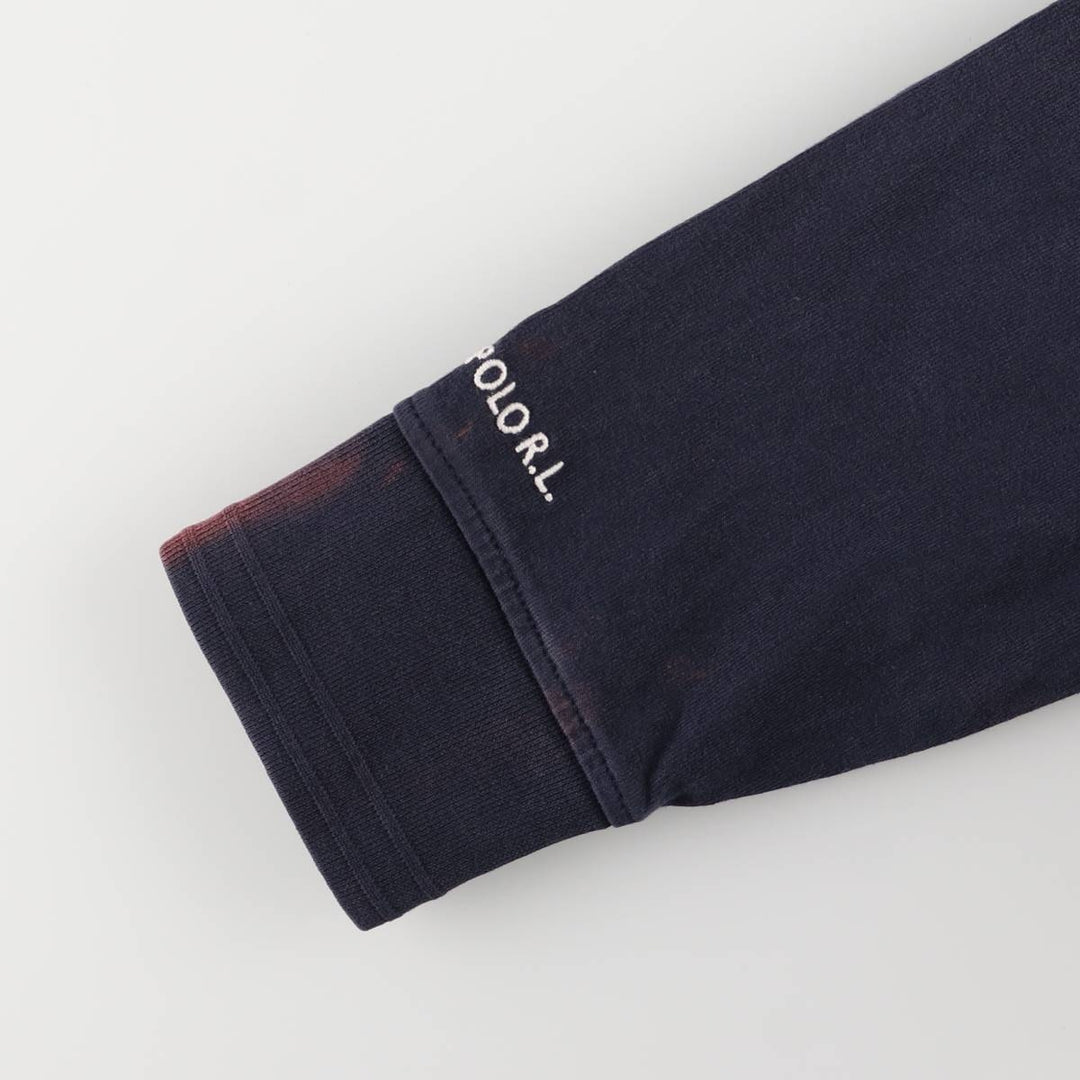 Ralph Lauren POLO by Ralph Lauren long sleeve rugby shirt, men's XL size cotton navy blue type Vintage Second Hand