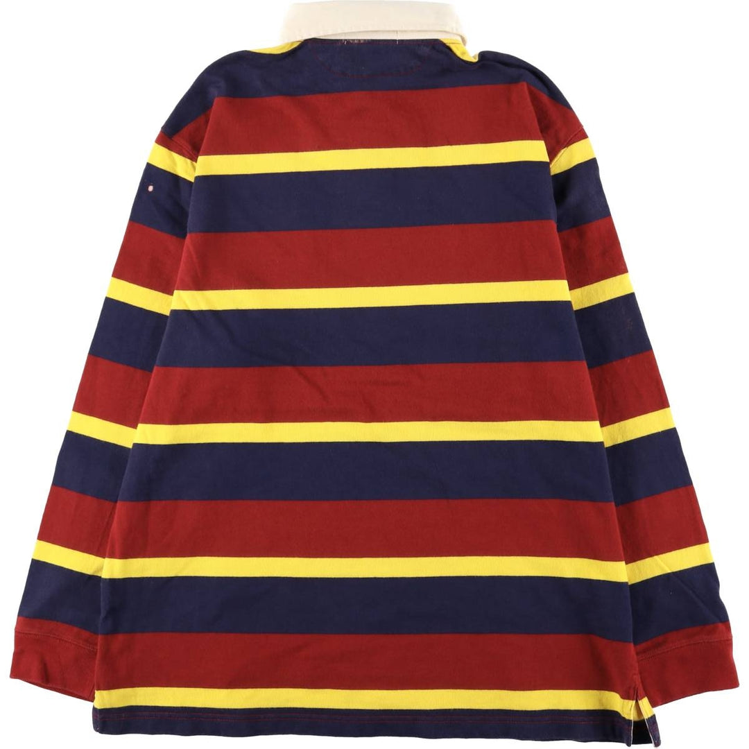 Ralph Lauren POLO by Ralph Lauren Striped Pattern Multi-Border Long Sleeve Rugby Shirt, Men's Size L cotton navy blue type Vintage Second Hand