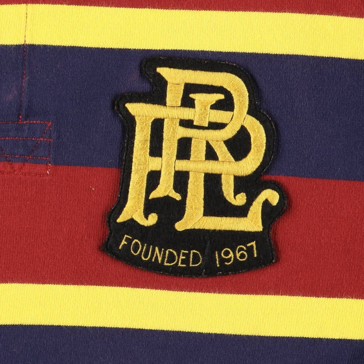 Ralph Lauren POLO by Ralph Lauren Striped Pattern Multi-Border Long Sleeve Rugby Shirt, Men's Size L cotton navy blue type Vintage Second Hand