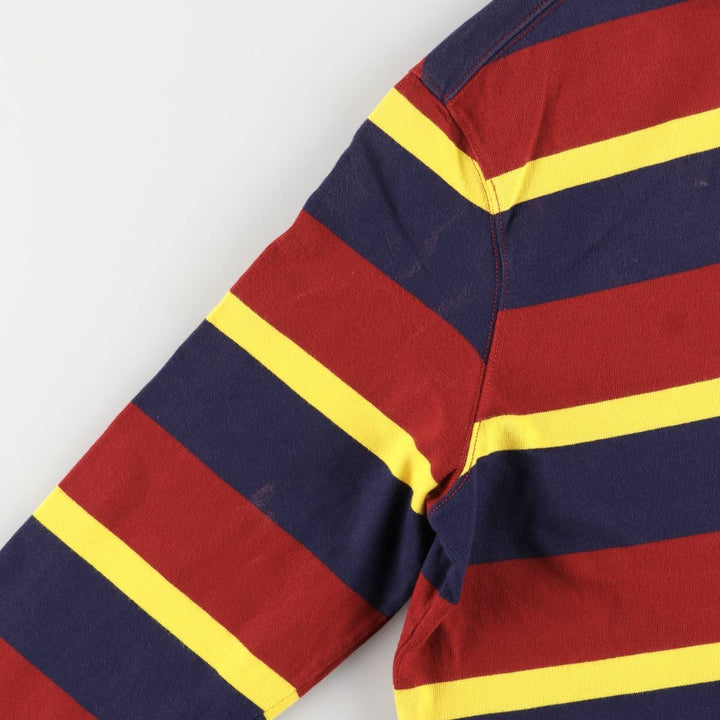 Ralph Lauren POLO by Ralph Lauren Striped Pattern Multi-Border Long Sleeve Rugby Shirt, Men's Size L cotton navy blue type Vintage Second Hand