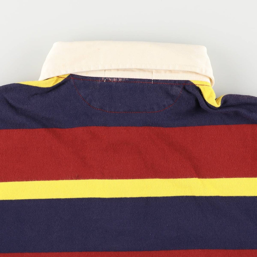 Ralph Lauren POLO by Ralph Lauren Striped Pattern Multi-Border Long Sleeve Rugby Shirt, Men's Size L cotton navy blue type Vintage Second Hand