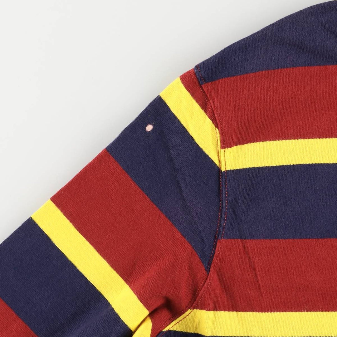 Ralph Lauren POLO by Ralph Lauren Striped Pattern Multi-Border Long Sleeve Rugby Shirt, Men's Size L cotton navy blue type Vintage Second Hand