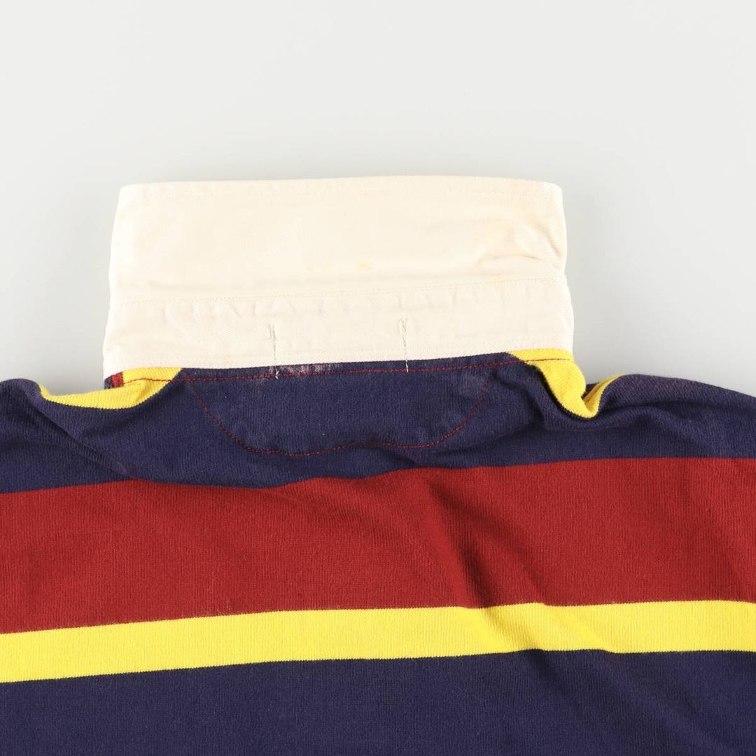 Ralph Lauren POLO by Ralph Lauren Striped Pattern Multi-Border Long Sleeve Rugby Shirt, Men's Size L cotton navy blue type Vintage Second Hand