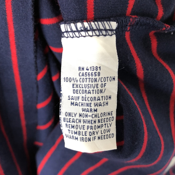 Ralph Lauren POLO RALPH LAUREN long-sleeved striped polo shirt, men's size L cotton red type Vintage Second Hand