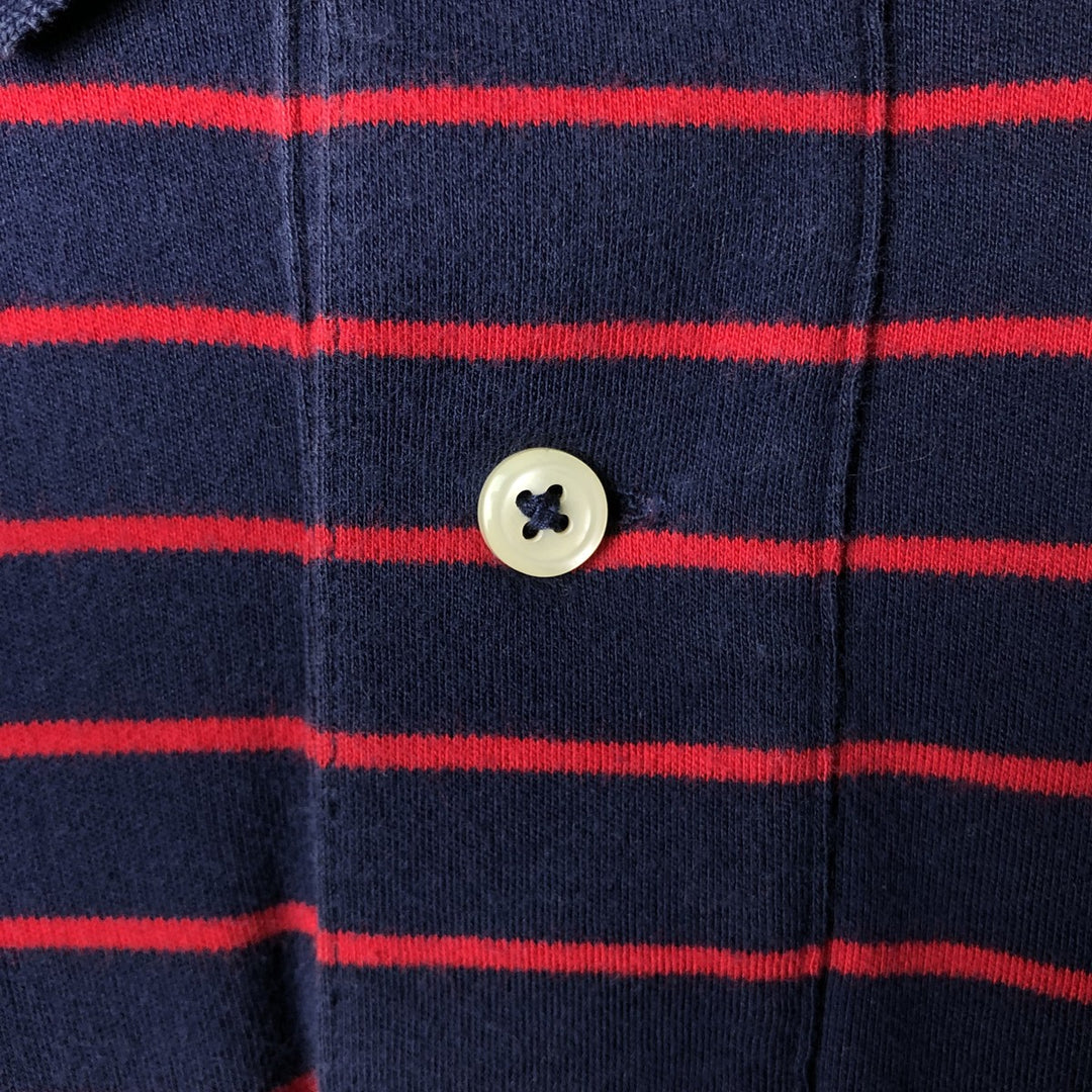 Ralph Lauren POLO RALPH LAUREN long-sleeved striped polo shirt, men's size L cotton red type Vintage Second Hand