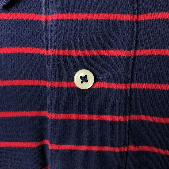 Ralph Lauren POLO RALPH LAUREN long-sleeved striped polo shirt, men's size L cotton red type Vintage Second Hand