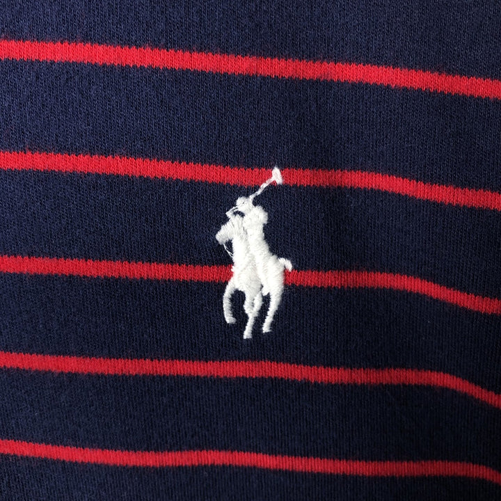 Ralph Lauren POLO RALPH LAUREN long-sleeved striped polo shirt, men's size L cotton red type Vintage Second Hand