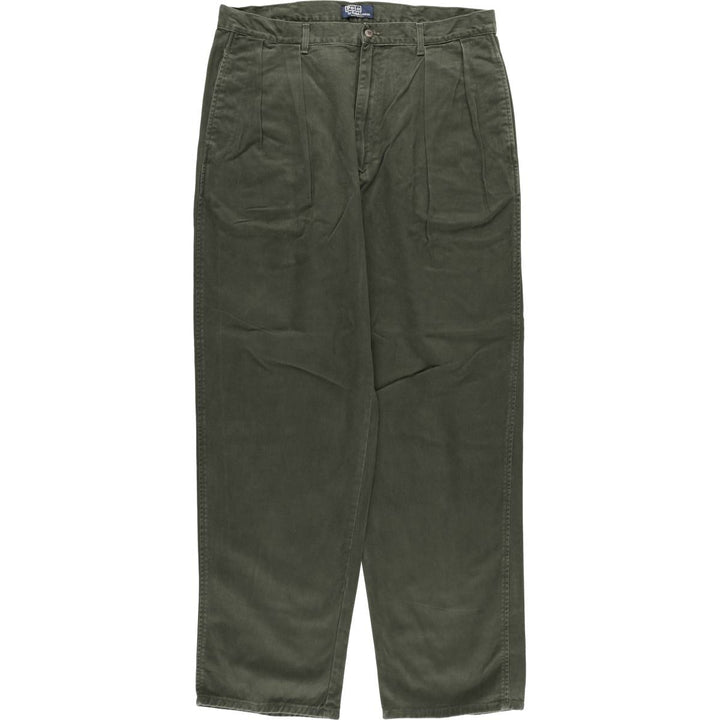 90'S Ralph Lauren POLO by Ralph Lauren Two-pleat Chino Pants Made in USA Men's W35 Vintage cotton Khaki type Vintage Second Hand