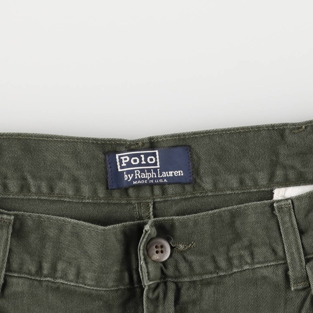 90'S Ralph Lauren POLO by Ralph Lauren Two-pleat Chino Pants Made in USA Men's W35 Vintage cotton Khaki type Vintage Second Hand