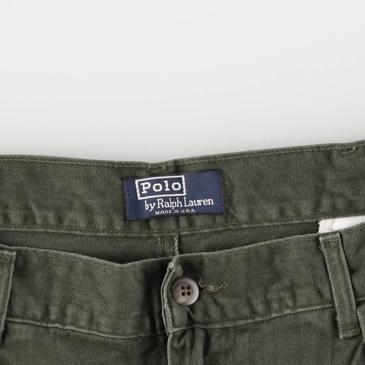 90'S Ralph Lauren POLO by Ralph Lauren Two-pleat Chino Pants Made in USA Men's W35 Vintage cotton Khaki type Vintage Second Hand