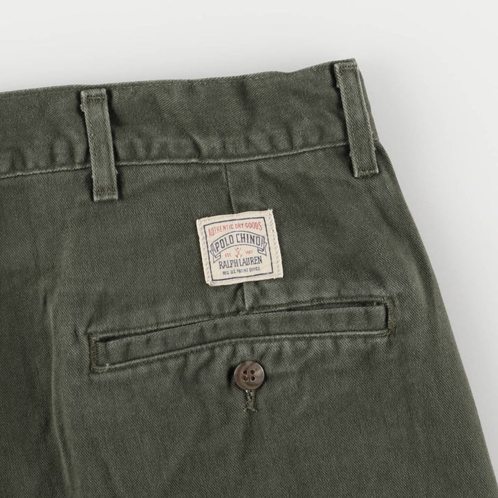 90'S Ralph Lauren POLO by Ralph Lauren Two-pleat Chino Pants Made in USA Men's W35 Vintage cotton Khaki type Vintage Second Hand