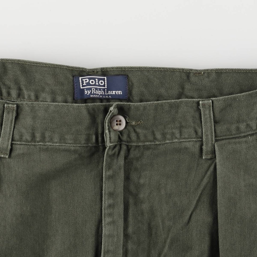 90'S Ralph Lauren POLO by Ralph Lauren Two-pleat Chino Pants Made in USA Men's W35 Vintage cotton Khaki type Vintage Second Hand